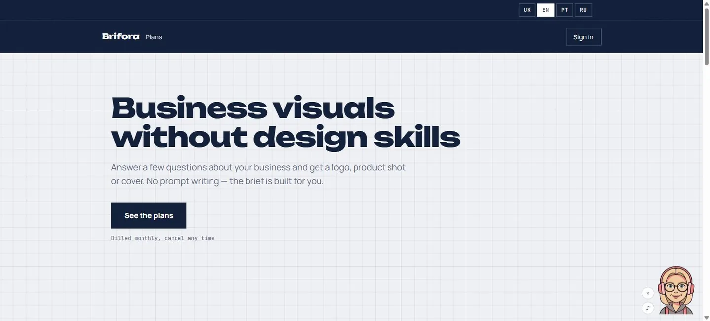 Brifora — AI design studio homepage